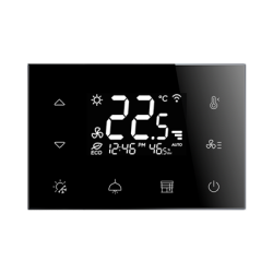 Sklenen� dotykov� bat�riou nap�jan� termostat RFTC-4/B, �ierny