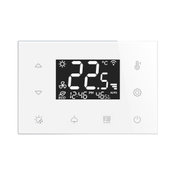 Sklenen� dotykov� bat�riou nap�jan� termostat RFTC-4/W, biely