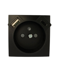 90650_TPM: Kryt zsuvky 250V/16A  + USB-A a USB-C, ierna